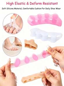 1pc Soft Silicone Toe Separator, Comfortable Foot Care Pad, Prevents Foot Friction, Wearable Foot Protection Pad, Suitable For Daily Walking Shoes - Multicolor - View 5
