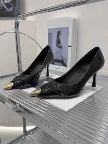 Stunning Pointed Toe Stiletto High Heel Shoes For Women, 2026 Spring New Style Backless Floral Closed Toe Sandals, Sexy Elegant Premium[Note: 3D Flowers Are Purely Handmade, Detail Shapes Are Random~] - Black - View 5