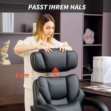 HOMCOM Office Chair With Lumbar Support, Armrests, Footrest, Black Ergonomic Desk Chair, Adjustable Headrest, Height-Adjustable Swivel Chair In PU Leather, Padded Computer Chair - Black - View 7