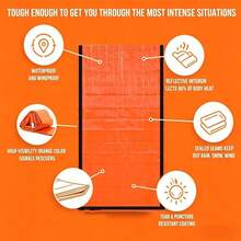1pc/2pcs Waterproof Warm Emergency Sleeping Bag, Portable Lightweight Survival Bag, Windproof & Moisture-Proof Outdoor Camping Hiking Rescue Blanket, Green & Orange - Multicolor - View 5