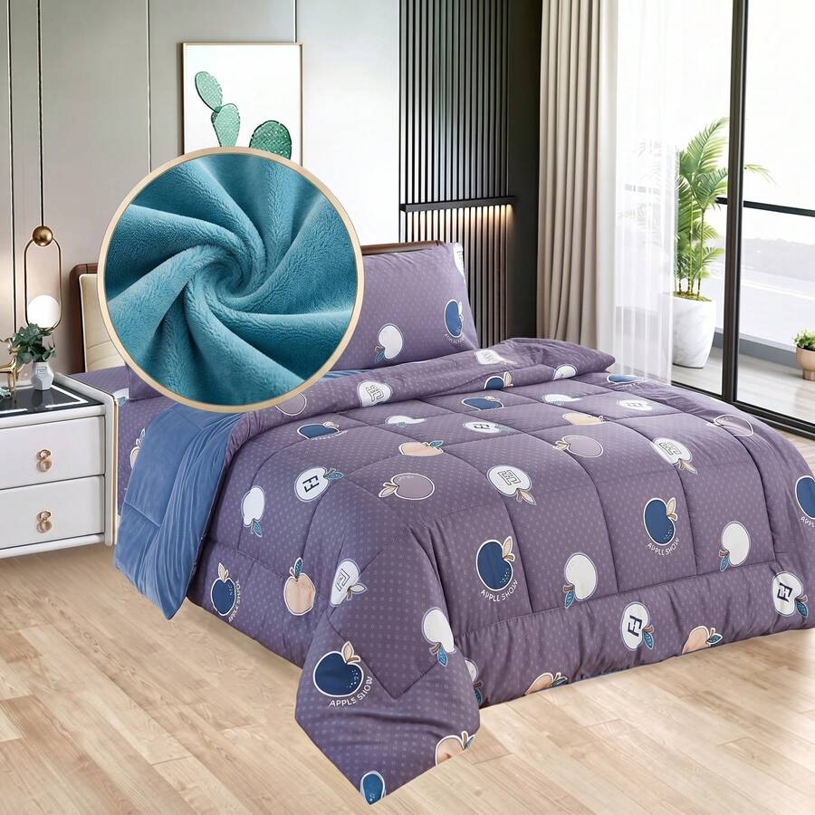 Edredón Matrimonial de Lujo Doble Vista Piel de Ángel, Suave y Acolchado, Incluye Edredón Relleno, 2 Fundas de Almohada, Sábana Superior y Sábana Ajustable (5 Piezas en Total)