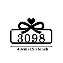 4 Sizes Available! Bow & Heart Metal House Number Address Sign,Personalized Address Plaque, Door Number, Hotel Room Numbers Sign - Black - View 13