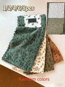 1/2/4/6pcs Floral Pattern Cleaning Cloths, Quick-Dry Thickened & Widened Kitchen Towels, Soft & Breathable, Suitable For Bath Towels, Car Polishing Pads And Glassware Cleaning, Square Towels - Multi-color - View 9