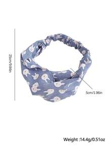 2pcs Cartoon Rabbit Print Cross Headband Fabric Elastic Stretch Headband Cute Youthful Energetic Sweet Daily Wear Versatile Hair Accessory - Multicolor - View 3