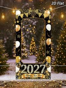 1件 2027新年黑金色氣球拍照背景布，新年快樂派對背景裝飾，新年橫幅，新年拍照背景，新年拍照道具，新年派對用品，新年派對裝飾，新年快樂，新年裝飾，新年佈置，新年禮物，居家新年裝飾，新年，拍照道具，2027新年，新年禮物，冬季 - 黑金新年 - 查看 6