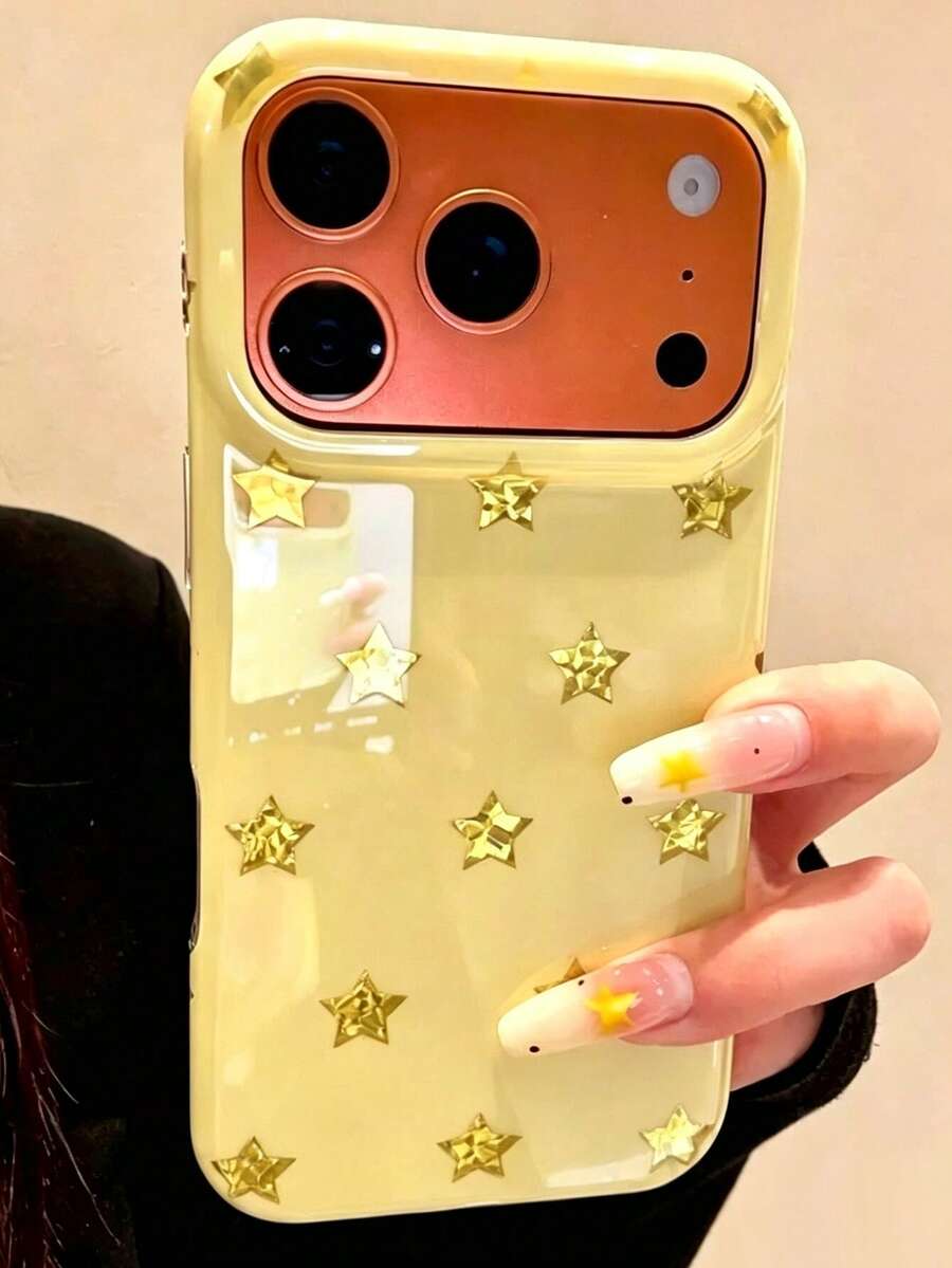 Y2K Cute Star Candy Color Aurora Jelly Soft Phone Case Compatible With IPhone 17 Pro Max, 17 Pro, 17, 16 Pro Max, 16 Pro, 16, 15 Pro Max, 15 Pro, 15, 14 Pro Max, 14 Pro, 14, 13 Pro Max, 13 Pro, 13, 12 Pro Max, 12 Pro, 11 And Other Models Glossy Soft Shell Gift - Light Yellow - View 1