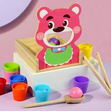 1 Set Children's Bear Feeding Tabletop Game, Chopsticks & Spoon Ball-Clamping Practice, Color Recognition Montessori Educational Toy, Baby Brain Development Desktop Toy - Multicolor - View 3