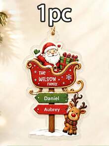 Custom Santa Sleigh Family Name Ornament, Personalized 2-6 Names Christmas Tree Decor, Festive Reindeer Signpost Style, Customized Wall Hanging, Customizable Text Family Keepsake, Holiday Home Decor, Christmas Gift 2026, Christmas Decorations - Style a - View 13