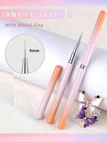 Gradient Metallic Nail Art Brush Dual Head Liner Painting Drawing Pen Colorful Sandblasted Handle UV Gel Polish Manicure Design Tool - Multicolor - View 11