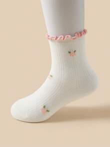 4 Pairs White Socks For Infants/Children/Students, Ruffle Trim Lace Socks, Simple Fashion Versatile All-Season Style, Skin-Friendly Comfortable Soft Breathable Casual Sports Socks, Suitable For Daily Wear/Holiday Gifts/Travel/Back To School/Campus Outfits/Sports Outfits/Classroom/New Semester/School Opening/Student/Back To School Season Outfits - Multicolor - View 6
