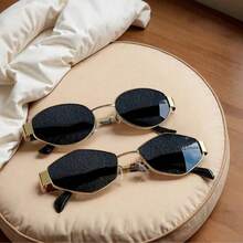 2/1 Pair Women's Metal Frame Oval Fashion Glasses, Suitable For Daily Wear, Women's Glasses Beach Accessory - Colored - View 7