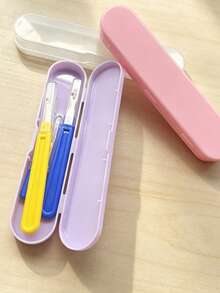 Macaron Color Plastic Storage Box 4*17cm, Snap Lid Long Storage Container, Portable Handmade Tool Organizer, Pink/Purple/Transparent Multi-Color, Store Crochet Hooks, Sewing Needles, Small Knitting Accessories - Long Storage Box - View 4