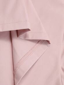 Autumn/Winter Pink Women's Tie-Front Button-Up Stand Collar Long Sleeve Mid-Length Trench Coat, Suitable For Dating And Commuting - Pink - View 8
