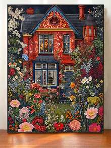 1 Digital Oil Painting Set, DIY Oil Painting Set, House Oil Painting Set Full Of Flowers, DIY Adult Hand-Painted For Gift Home Wall Decoration. - A - View 3