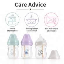 1 Pc New Anti Colic System 160ml/240ml Wide Neck Silicone Nipple Glass Baby Bottle For Newborn Breastfeeding Babies Infant Gift Set - Lilac 240ML 6month+ - View 8