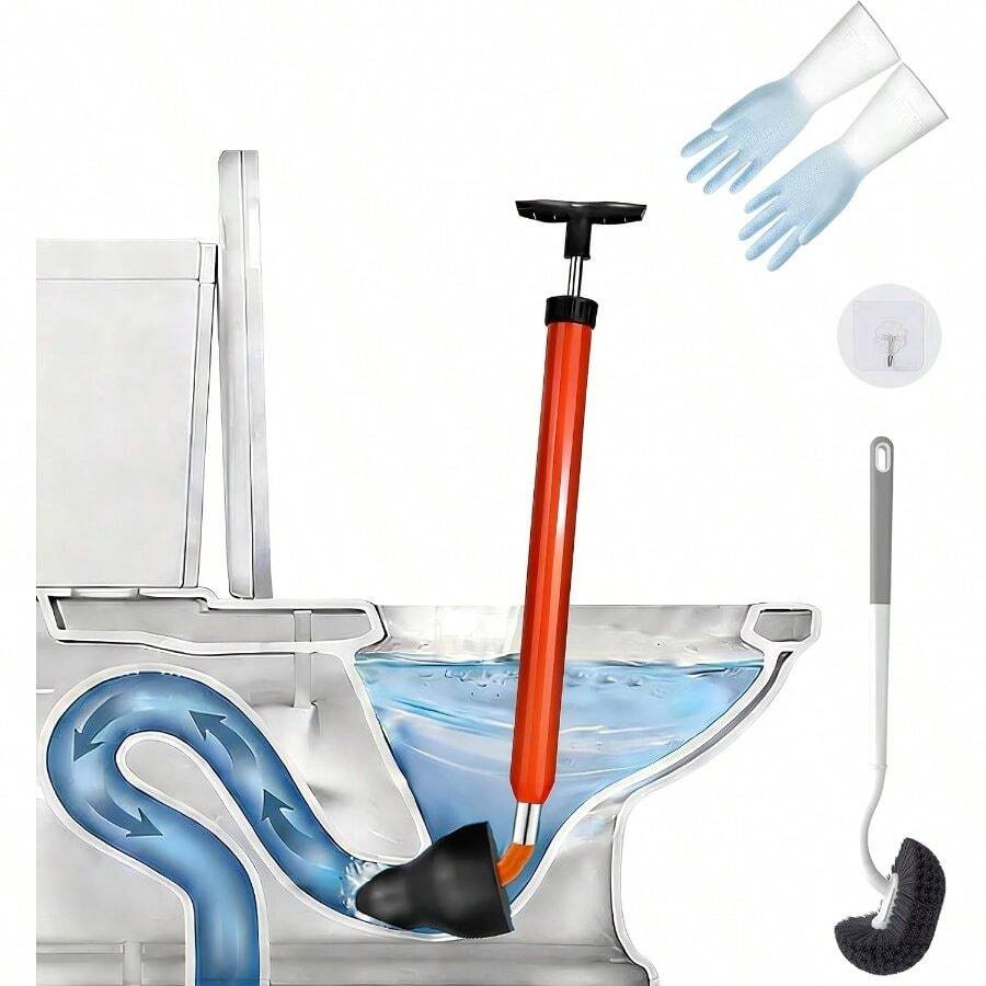 Upgraded Toilet Plunger, High Pressure Toilet Plunger, Powerful Drain Unclogger, Toilet Brush And Plunger Set, All Purpose Toilet Unclogging Bathroom(Plunger Upgrade) - Plunger Upgrade - View 1
