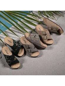 GETAC CHANCLAS MUJER, SANDALIAS HOMBRE con Plantilla de corcho Forro gamuza Suela Antiderrapante EVA PANTUNFLAS Unisex, Broche hebilla con Correas ajustables Cómodas estilo casuales playa. - Cafe oscuro - Ver 5