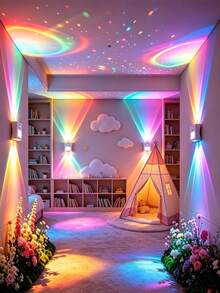 16 Color Smart Sensor RGB Wall Light Night Light, Magnetic Installation, Remote Control, USB Rechargeable, Suitable For Bedroom, Living Room, Game Room, Holiday Party Light, 4-Head RGB Wall Sconce, Great Choice For Gift And Room Decoration - RGB - View 3