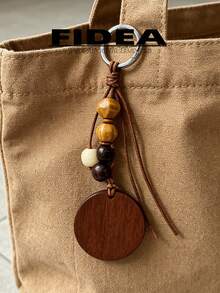 New Vintage Wooden Style Handmade Woven Wooden Bead Keychain Pendant, Minimalist Design With Warm Texture, Versatile Accessory For Bag Charm, Daily Gift Or Personal Use, Suitable For Multiple Occasions - Multicolor - View 5