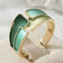 Women's Modern Geometric Gradient Ring, Gold Minimalist Fashion Index Finger Ring, Suitable For Daily Wear And Various Occasions - Gold - View 8