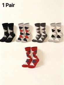 Kaos Kaki Pria Motif Argyle Klasik Berwarna-warni dari Katun, Menyerap Keringat, Bernapas, Gaya Retro Inggris, Panjang Setengah Betis, Cocok untuk Perjalanan Kerja Sehari-hari - MultiWarna - View 4