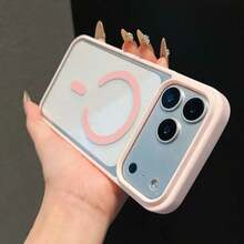 Luxury Acrylic Magnetic Case Compatible With Iphone 18 Pro Max 17 16 15 Plus 14 13 Mini 12 11 Pro Drop-Proof, Scratch-Proof, And Shatter-Proof Protection Design,Wireless Charge Candy Color Back Cover - Pink - View 2