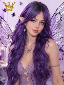 Halloween Wig Deep Root Gradient Light Pink/Purple Long Wavy Hair Color Women's Wig Heat Resistant Synthetic Fiber Natural Look Halloween Costume Cosplay Theme Party Daily Wear - Multicolor - View 7