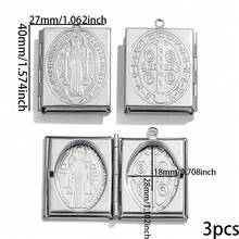 3Pcs Vintage Locket Charms, 304 Stainless Steel Openable Photo Pendant, Charms For Jewelry Making, DIY Necklace Bracelet Making Accessories - Locket Pendant - View 10