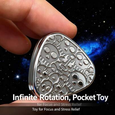Unique Skull Print Metal Fidget Toy, Infinite Rotation, Pocket Toy For Focus And Stress Relief Men's Toy Perfect Holiday Gift Adult