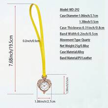 1 buah Tali Kulit Kuning Bentuk Hati Gantungan Tas Lucu yang Dapat Dipersonalisasi Jam Saku Quartz - Kuning - View 2