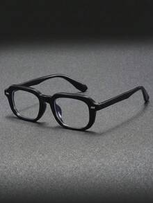 1 paire de lunettes pour hommes à monture carrée en PC, style nouveau personnalisé, décontracté minimaliste, verres transparents - Noir - Voir 4