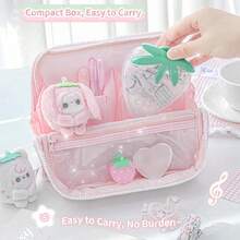 9pcs Set Alat Tulis Stroberi Lucu, Set Organizer Kantor Mini untuk Meja, Perlengkapan Siswa Gaya Jepang yang Lucu: Stapler, Gunting, dan Dispenser Selotip, Cocok untuk Anak Perempuan - MultiWarna - View 8