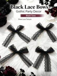 20pcs/Lots 8*11cm Multicolor Lace Bows, Decorative Hollow Lace Ribbon Bows, Soft Handmade Bow Ornaments For Gift Wrapping, Wedding, Party, DIY Craft, Hair Accessories Decoration - Lace Bow - View 25