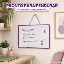 Quadro Branco Magnético Dupla Face 25x35cm com Caneta Apagador 2 Ímãs para Pendurar - Roxo - Visão 3
