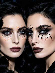 6 Sheets Halloween Spider Leg Temporary Tattoo Stickers For Eyes, Holiday Party Face And Eye Makeup Fake Tattoo Stickers - Multicolor - View 4