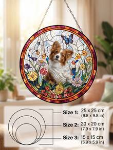 1pc Custom Pet Photo And Text Hanging Ornament,Round Window Wall Hanging Ornament With Metal Chain,Personalized Pet Loss Memorial Sympathy Keepsake Gift For Dog Cat Pet Lovers Home Decor - Multicolor - View 8