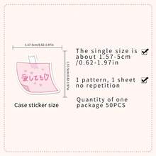 50pcs Black & Pink Japanese Ins Style Cartoon Cute Girl Heart Creative Decorative Notebook Storage Box Guka Stickers - Multicolor - View 6