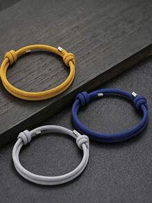 Set Gelang Tali Kepang Minimalis Pria 6 Buah/Set, Gelang Simpul Geser yang Dapat Diatur, Gelang Kepang Bertumpuk Multi-Warna, Hadiah Perhiasan Sehari-hari - Set gelang kepang 6 buah - View 2
