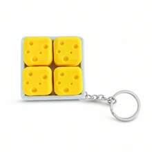 1pc Cute Cheese Clicker Keychain, Crispy Press Sound Decompression Toy, Portable Fidget Pendant For Office Desktop & Bag Decoration - Multicolor - View 8
