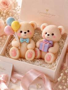 3D Plush Bear-Shaped Silicone Candle Mold, 2 Teddy Bear Molds With Balloon And Gift Box, DIY Aromatherapy Candle Plaster Diffusion Stone Epoxy Resin Birthday Home Decor Handmade Mold - Bear Candle Mold - View 5