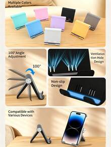 [Tersedia 5 Warna] 1/2 buah Dudukan Ponsel Lipat Portabel Premium, Bahan ABS Tebal, Penopang Meja Multi-Sudut yang Dapat Diatur, Dudukan Universal Ponsel Tablet Anti Selip Ukuran Saku Ringan, Aksesori Penting untuk Kantor, Rumah, dan Perjalanan - MultiWarna - View 4