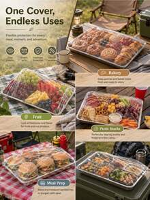 30/50pcs Transparent Plastic Food Tray Lids: Suitable For A+B Trays Smaller Than 70cm/27.6in - Multicolor - View 2