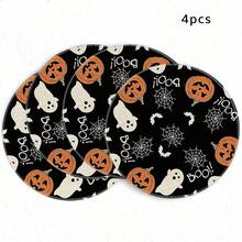 1/4/6pcs Halloween Series BOO Ghost Pumpkin Spider Web Hand-Painted Pattern Placemats, Suitable For Home Kitchen Materials Made Of Polyester Fiber, Kitchen Table Decoration, And Party Scene Decoration - Multicolor - View 13