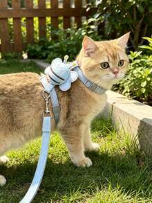 Pet Cat And Dog Collar And Leash Set - Small Cat And Dog Leash - Outdoor Walk Training Cat And Dog Leash - Adjustable Chest Strap Comfortable And Breathable - Lightweight Essential For Outdoor Travel - Comes With 1 D-Ring Accessory - Multicolor - View 11