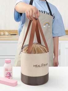 Round Insulated Lunch Bag, Student Lunch Box, Bento Box, Lunch Bag For Office Workers, Breakfast Bag, With Cup Holder, Aluminum Foil, And Thick Insulation. - View 4