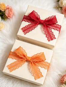 20pcs/Lots 8*11cm Multicolor Lace Bows, Decorative Hollow Lace Ribbon Bows, Soft Handmade Bow Ornaments For Gift Wrapping, Wedding, Party, DIY Craft, Hair Accessories Decoration - Lace Bow - View 10