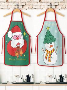 1/2/4pcs Christmas Apron, Santa Claus, Snowman, Christmas Tree, Bear Pattern, Suitable For Kitchen Cooking, Festivals And Parties, A Great Gift For Friends As Well - Multicolor - View 13