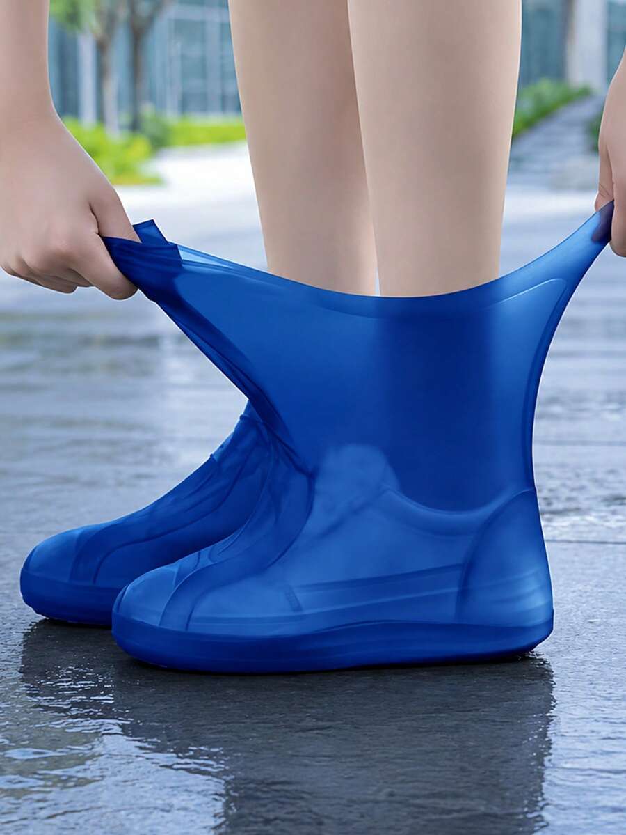 2pcs(1 Pair) Non-Slip Rain Boots, Transparent Design, Easy To Clean, All-Weather Outdoor Activity Foot Protection, Durable And Comfortable, Rain Boot Accessories, Foldable Shoes, Elastic Shoes, Flexible Footwear Rain Shoe Protective Covers
