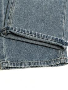 Love Baby 8-11Years Tween Boy Vintage Style Light Wash Wide Leg Jeans, New Sand-Washed Distressed Wash Process, Elastic Waistband, Adjustable Fit, No Zipper Design, Loose Fit Wide Leg Classic Versatile Denim Pants, Suitable For All Seasons - Light Wash - View 6