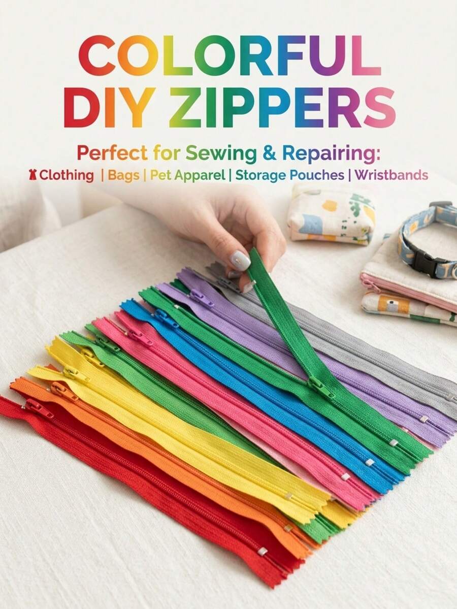 1/20pcs Nylon Zippers, Suitable For DIY Sewing Crafts, Can Be Used To Make Or Repai Cothes, Bags, Pet Cothing. Storage Bags, Wristbands, Etc, (Random Color)